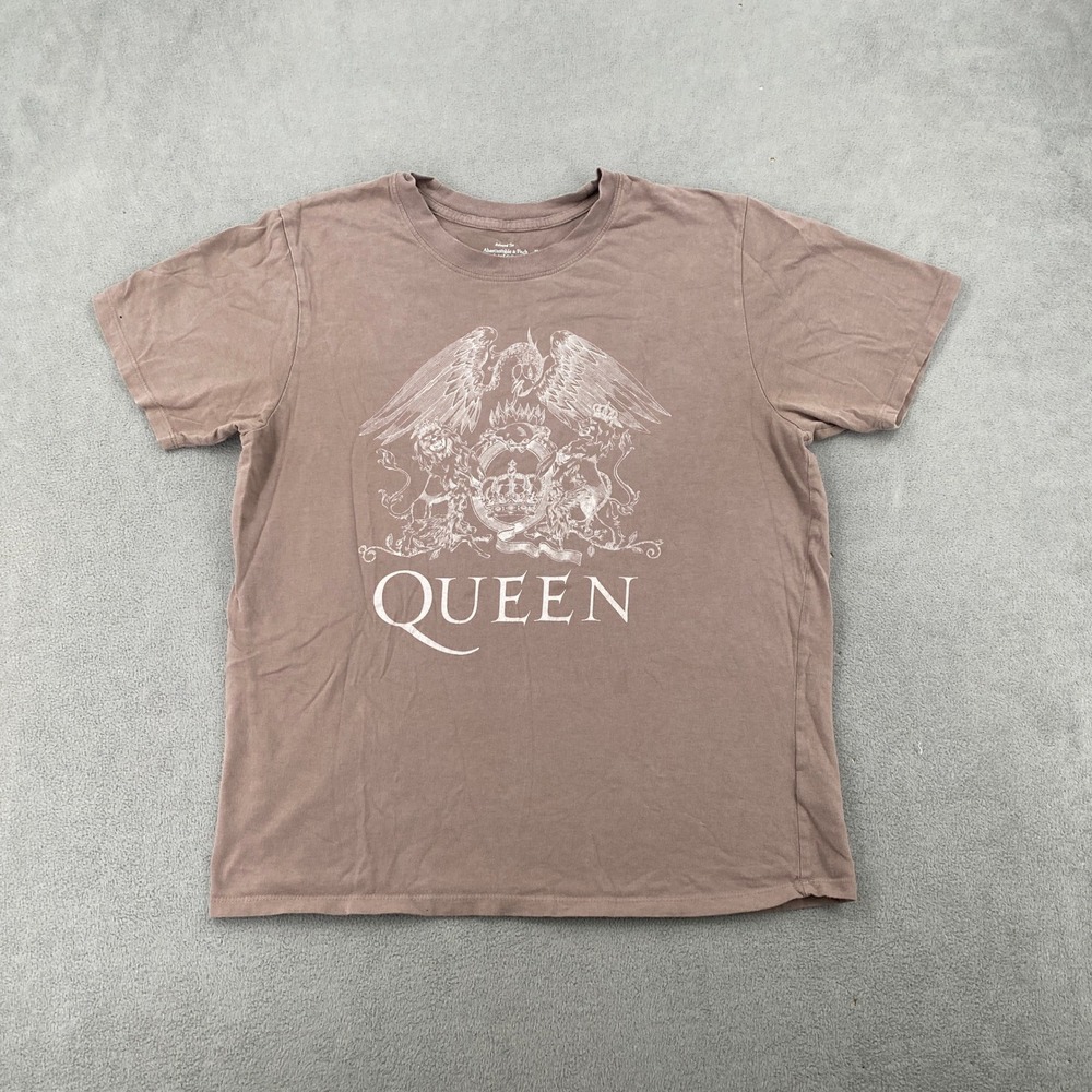 Abercrombie & Fitch Queen Band Crest Graphic Relaxed Tee Brown Mens Medium